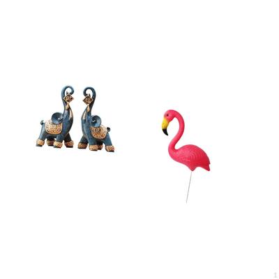 Modern Resin Elephant And Flamingo Sculpture Figurine Ornament Art Craft Collectible for Desktop