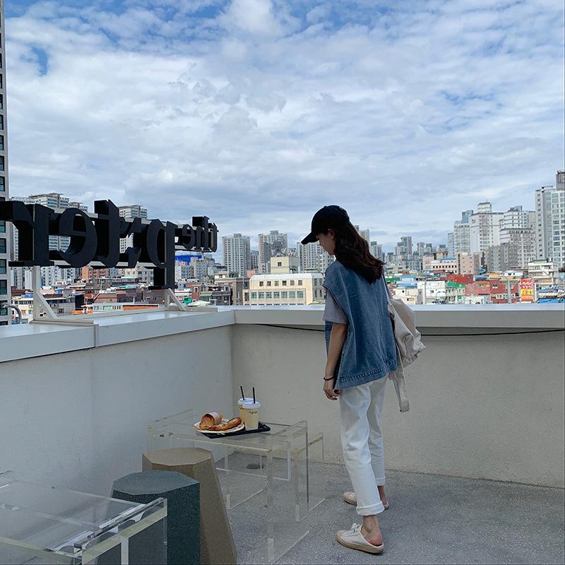 Korean Style Women's Denim Vest - Autumn Slim Fit, Harajuku Casual, All-Match Fashion