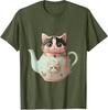 Süße Katze Pastell Teekanne Katzen-Teeliebhaber Neuheit Y2k Design T-Shirt Damenmode Streetwear Kleidung Kitty Grafik-T-Shirt Top