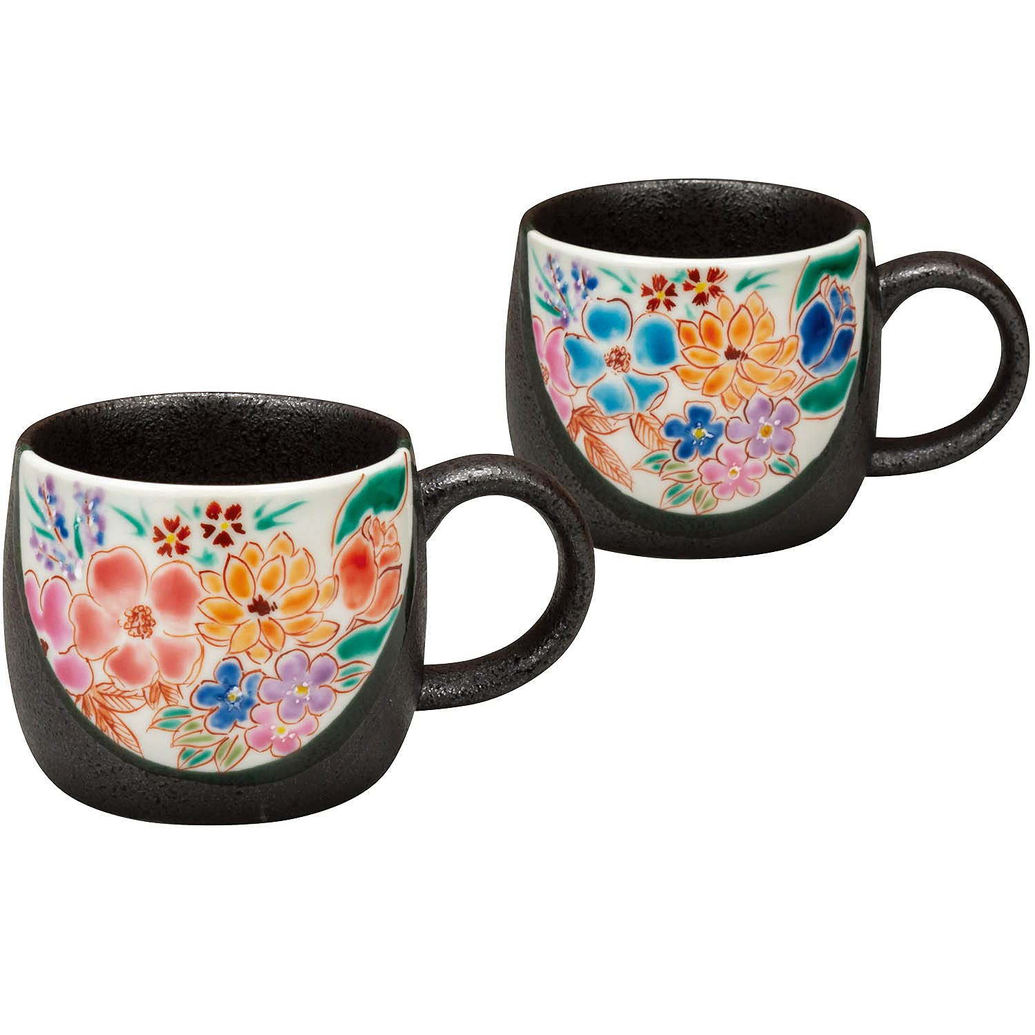 

Stylish Kutani Ware Pair of Mugs, Hanazono Design, Perfect for 60th Birthdays, Weddings, and Anniversaries