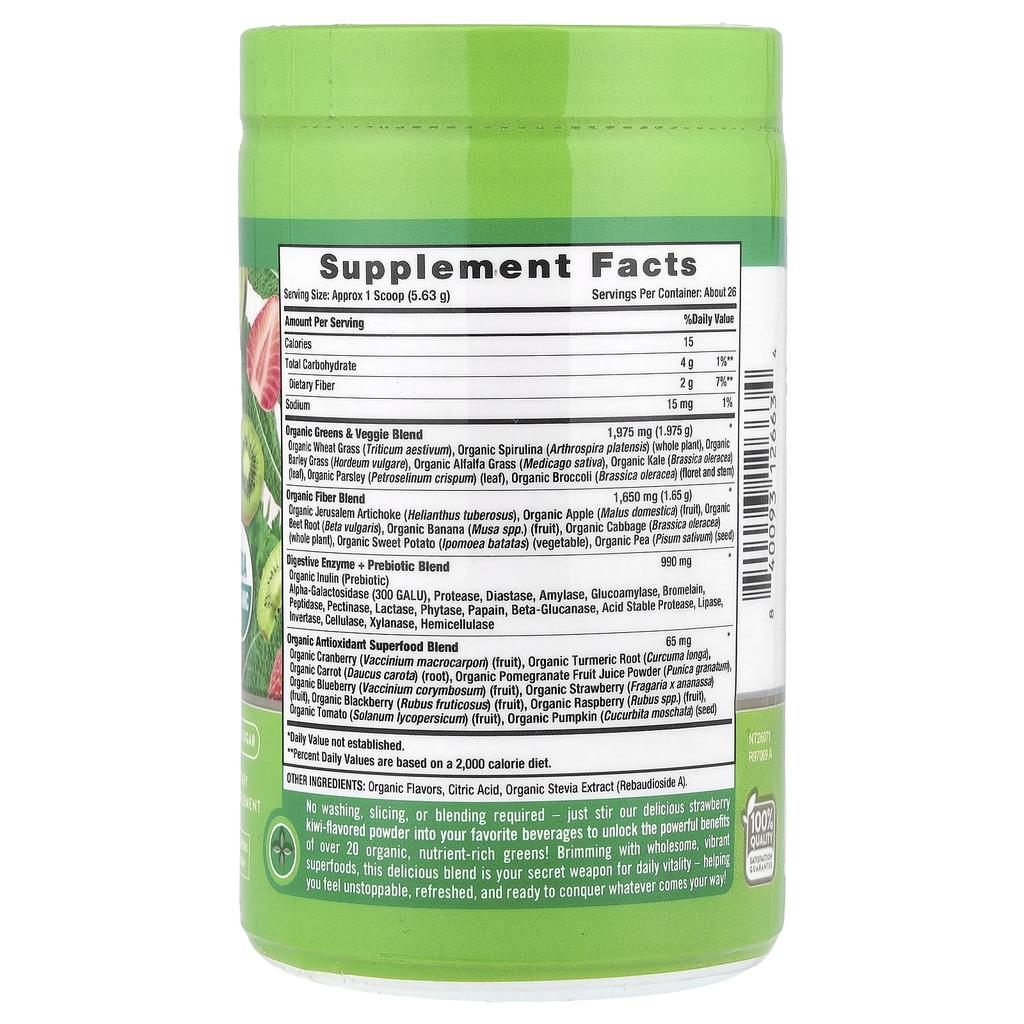 Nature's Truth, Organic Greens+, Strawberry Kiwi, 5.18 oz (147 g)