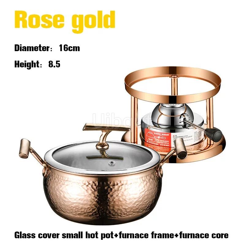 Commercial Inflatable Hotpot Special Pot for Induction Cooker Olla Thickened 304 Stainless Steel Single Person Small Hot Pot