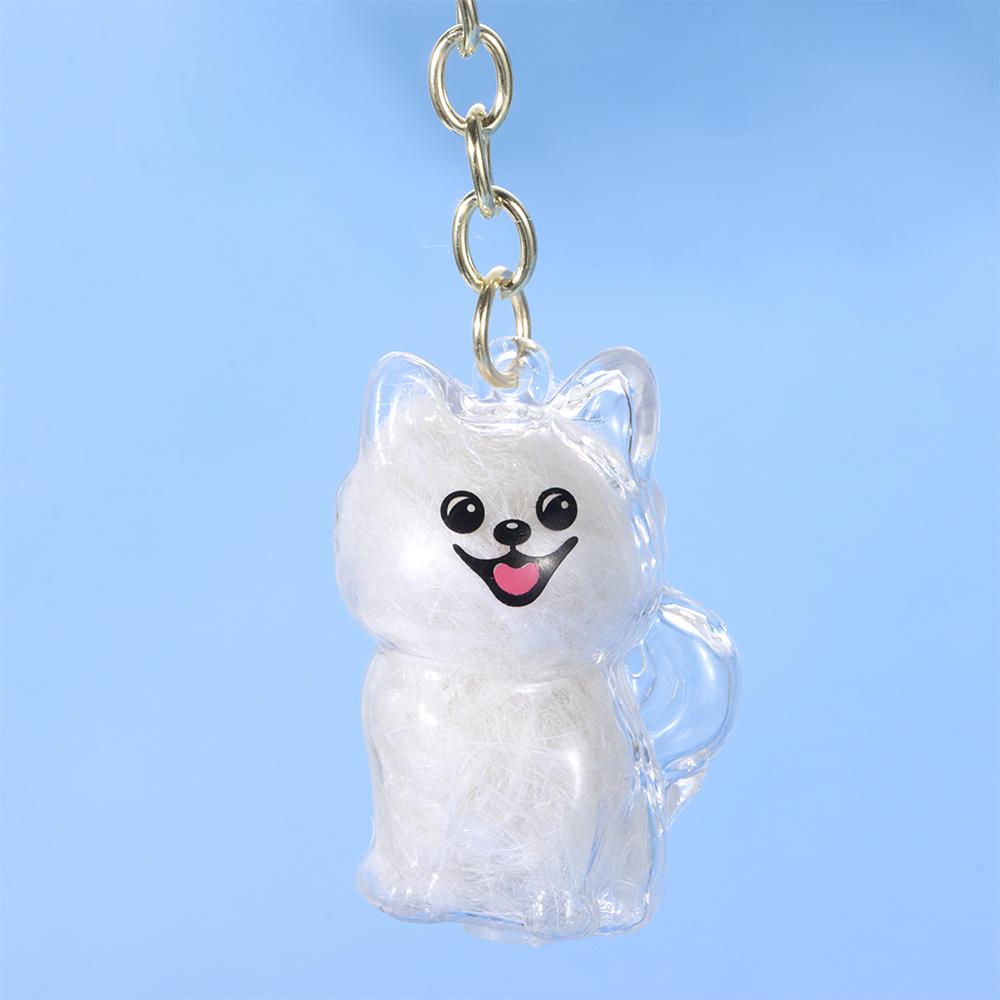Creative Keychain Dog Shape Keychain Transparent Container Fur Storage Capsule Handmade Design DIY Accessories