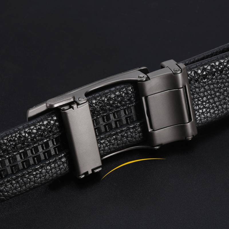Belt Men'S Alloy Frosted Automatic Buckle Belt Light Business Leather Belt Stall