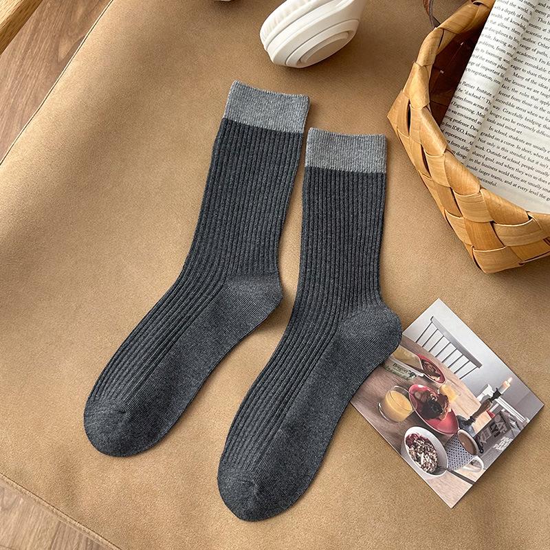 Spring and Autumn Cotton Women's Color-Plaid Round-Tip Leisure Stockings Without Bones Anti-Spillage Sports Socks