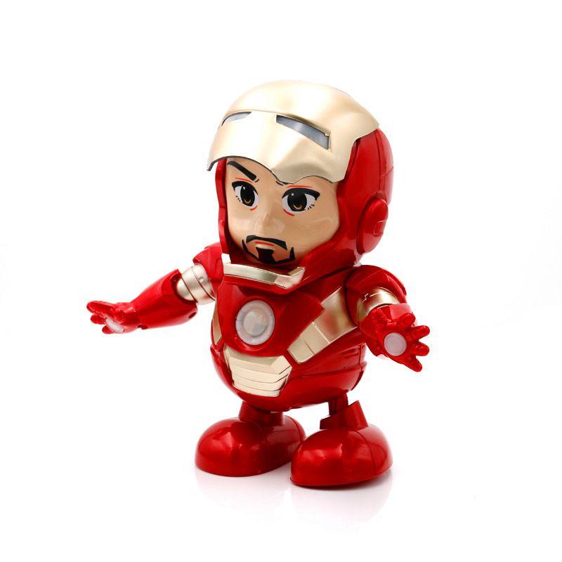 Vibrant Dance Iron Man Action Figure Toy With Led Flashlight And Sound Features