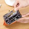 Genuine Leather Clasp Wallet, Small, Women's, Coin Purse, Divider, Lightweight, Cowhide Leather, Mini Wallet with Divider, Stylish Coin Case (Black)