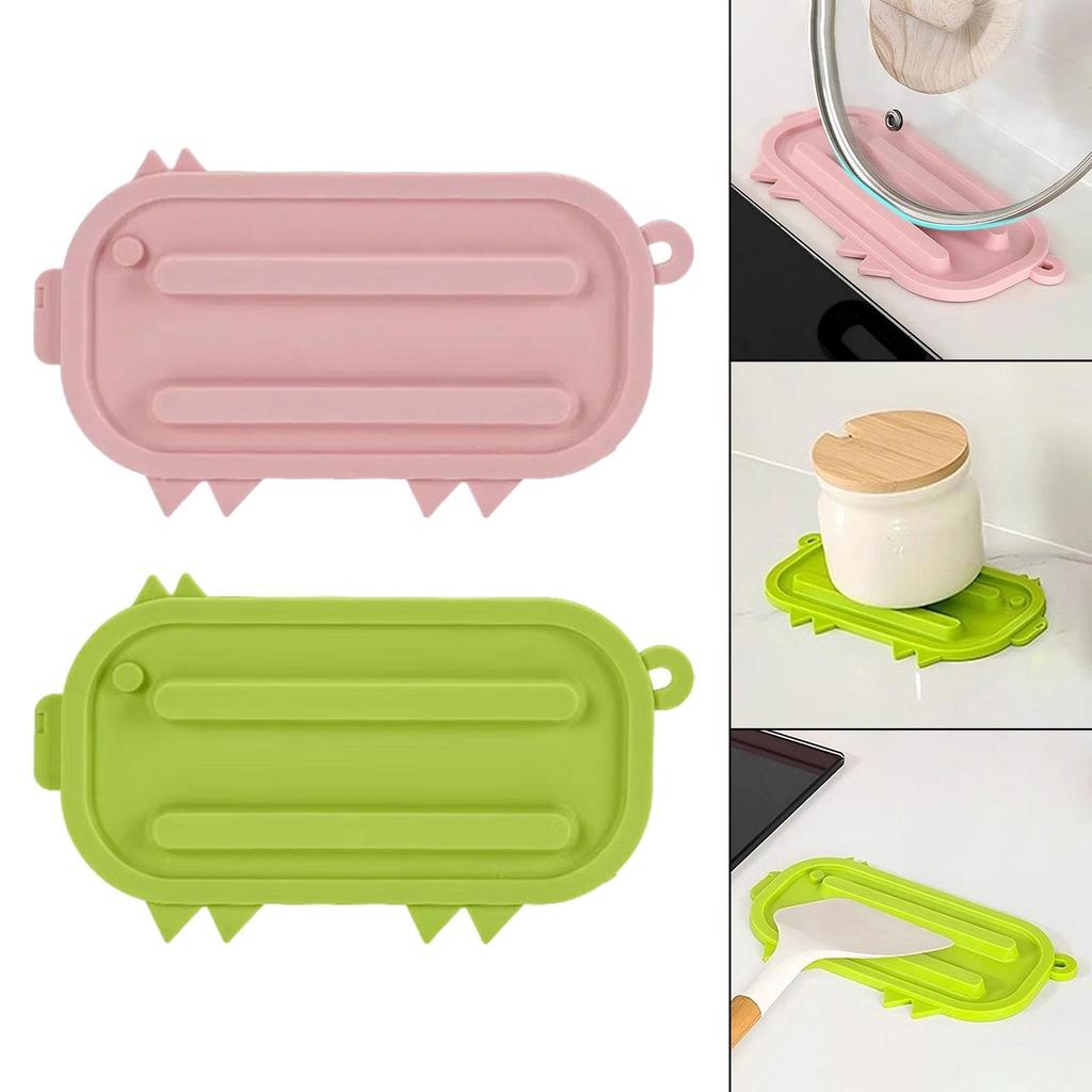 Silicone Pot Lid Holder Mat 17.5x9.5cm Trivet for Hot Dishes Practical Cute Shape Pan Pot Cover Lid Rack Keep Tidy Versatile