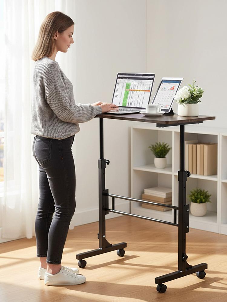 Standing Desk Adjustable Height Small Computer Desk with Wheels for Home Office