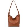 Large Capacity Bucket Tote Bag Women Minimalist Chic Shoulder With Zipper PU Leather Multi-Use Daily Commuter