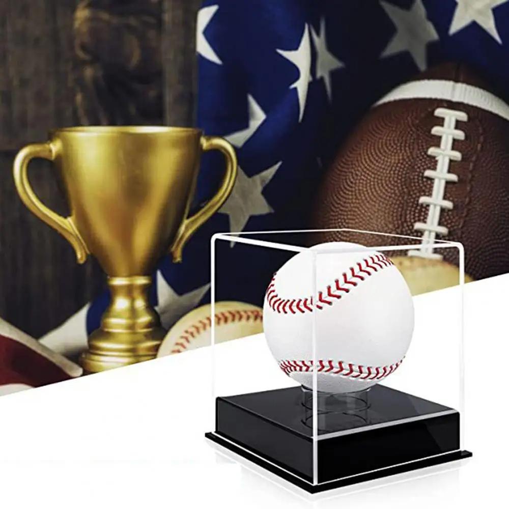 Baseball Display Case with Base Acrylic Clear Golf Tennis Holder Square Cube Ball Protector Souvenir Autograph Display Box