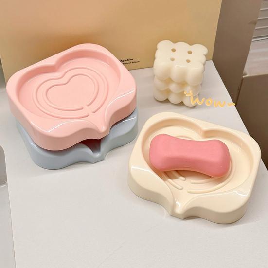 Soap Box Holder with Quick Drain Design Anti-Slip Base Functional Soap Holder Plastic Soap Dish Bathroom Decor