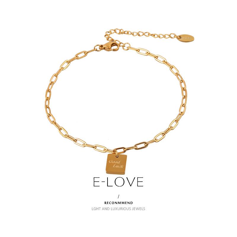 Korean Retro-Style Trendy Temperament Square Ankle Bracelet for Women
