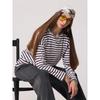 T-shirt da donna a maniche lunghe minimalista, tessuto morbido di alta qualità, silhouette ampia e squadrata per il comfort di tutto il giorno
