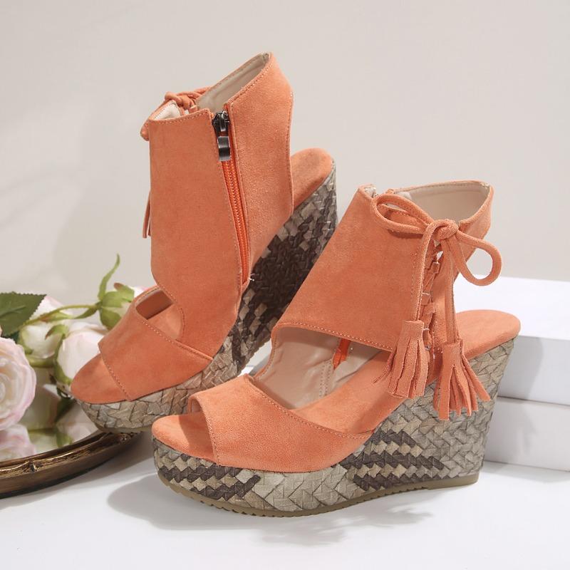

Fashion Retro Women High Heels Sandals Lace Up Platform Shoes 2025 Trend Summer New Wedges Pumps Designer Open Toe Dress Mujer Zapatos 43