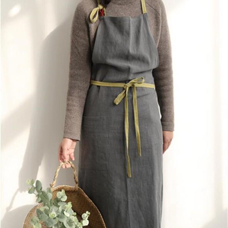 

Хлопково-льняной фартук с цветочным принтом для садоводства - Простой и элегантный японско-корейский стиль