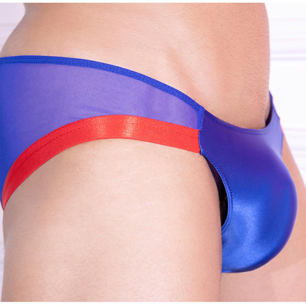 Mutandine da uomo lucide trasparenti a olio Sexy a vita bassa Patchwork Slip con tasca a U Guaina Lingerie Solleva glutei Uomo Lingerie elasticizzata Slip
