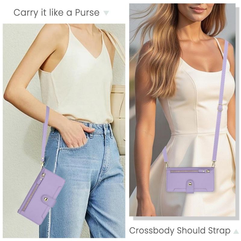 Crossbody Lanyard Leather Zip Wallet Multi Card Phone Case for Samsung Galaxy S25 Edge S24 Ultra S23 Plus S22 S21 FE Flip Cover