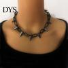 Stylish Alloy Necklace Spike Choker for Women Men Goth Punk Metal Charming Neck Jewelry Chain Rock Night Club Rivet Hypoallergenic