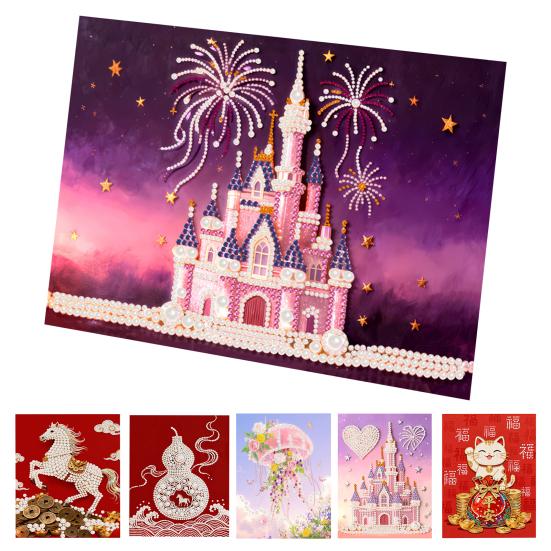 DIY Pearl Painting Kit for Adults Beginners 3D Pearl Art Craft Resin Pearls Pre-Printed Canvas Set for Home Wall Decor Gift Idea