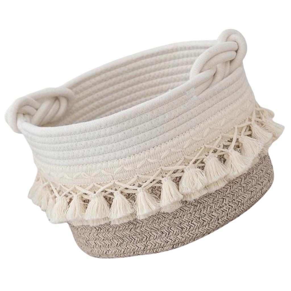 Fashionable Cotton Rope Storage Basket High Quality Cotton Rope Holder Basket with Tassels Designed For Stylish Storage