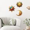 3Pcs Sun Moon Star Wall Decorations Waterproof Bohemian Sun Moon Star Wooden Wall Art Set Outdoor Indoor Hanging Decor Retro Style Garden Patio