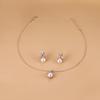 Classic Dragonfly Shell Powder Pearl Hook Earrings Necklace Jewelry Set Light Luxury Rustic Pendant Two-Piece Unisex Set