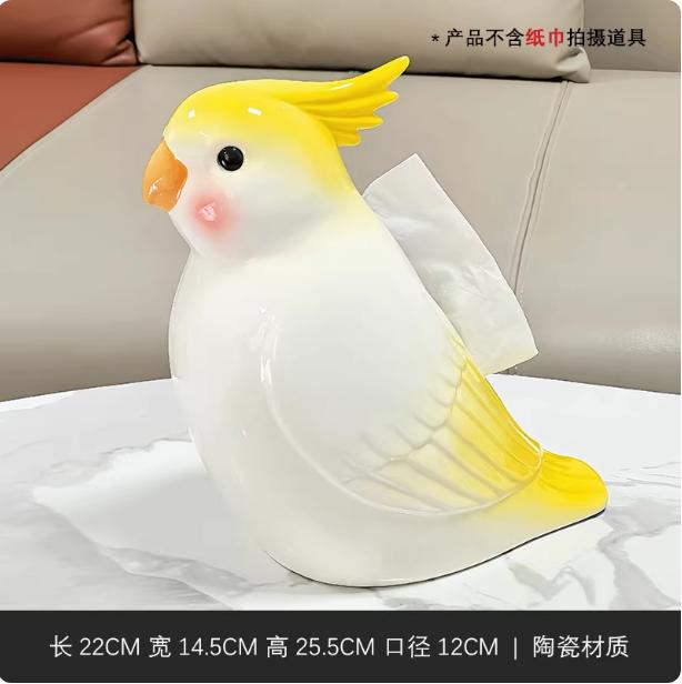 

BRCeramic Tissue Box Cartoon Bird Parrot Simulated Animals Toilet Paper Box Napkin Holder Paper Towel Holder Desk StorageEY