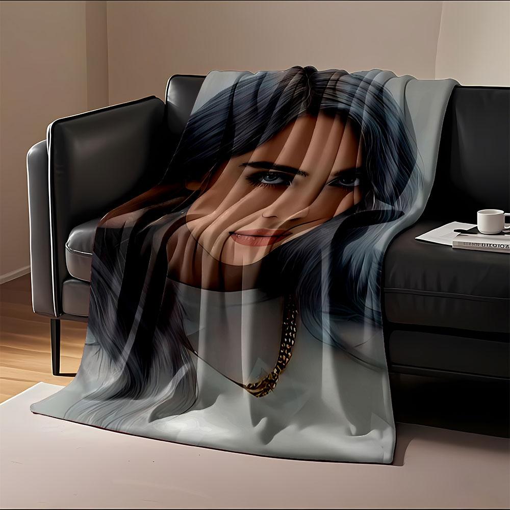 Pop Art Style Woman Portrait for All Seasons Blanket Lunch Break Throw Gift