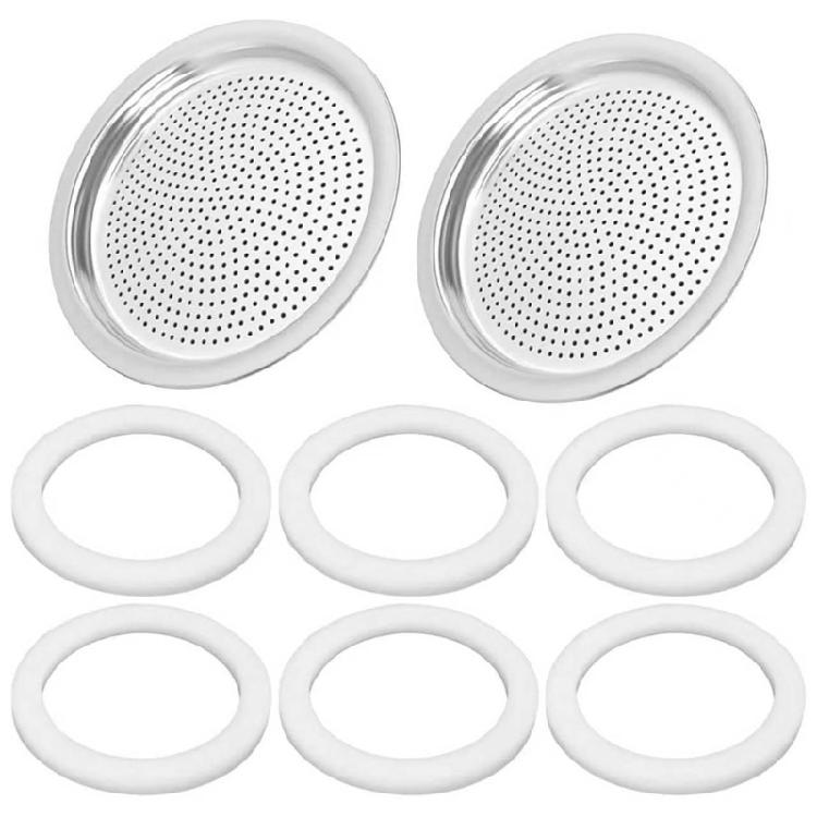

Silicone Gaskets And Aluminum Filter Replacement Mocha Pot Coffee Bottle Replacement Part Easy to Installation 1