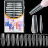 Almond/Stilettos False Nail Tips,Pre-Filed Full Cover Press on Nail Soak Off Soft Gel Fake Nail Tip for Nail Extensions