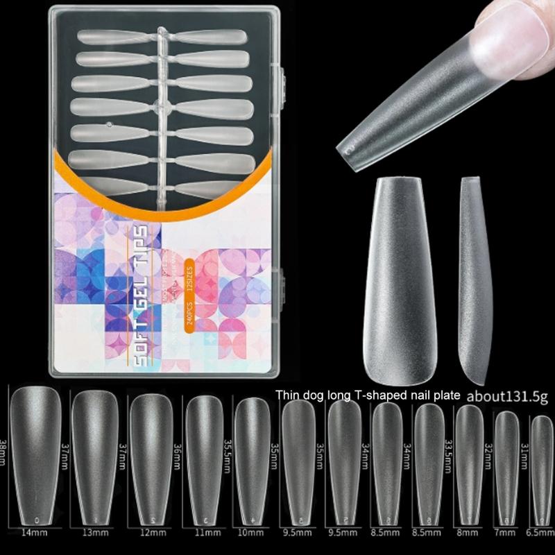 Almond/Stilettos False Nail Tips,Pre-Filed Full Cover Press on Nail Soak Off Soft Gel Fake Nail Tip for Nail Extensions