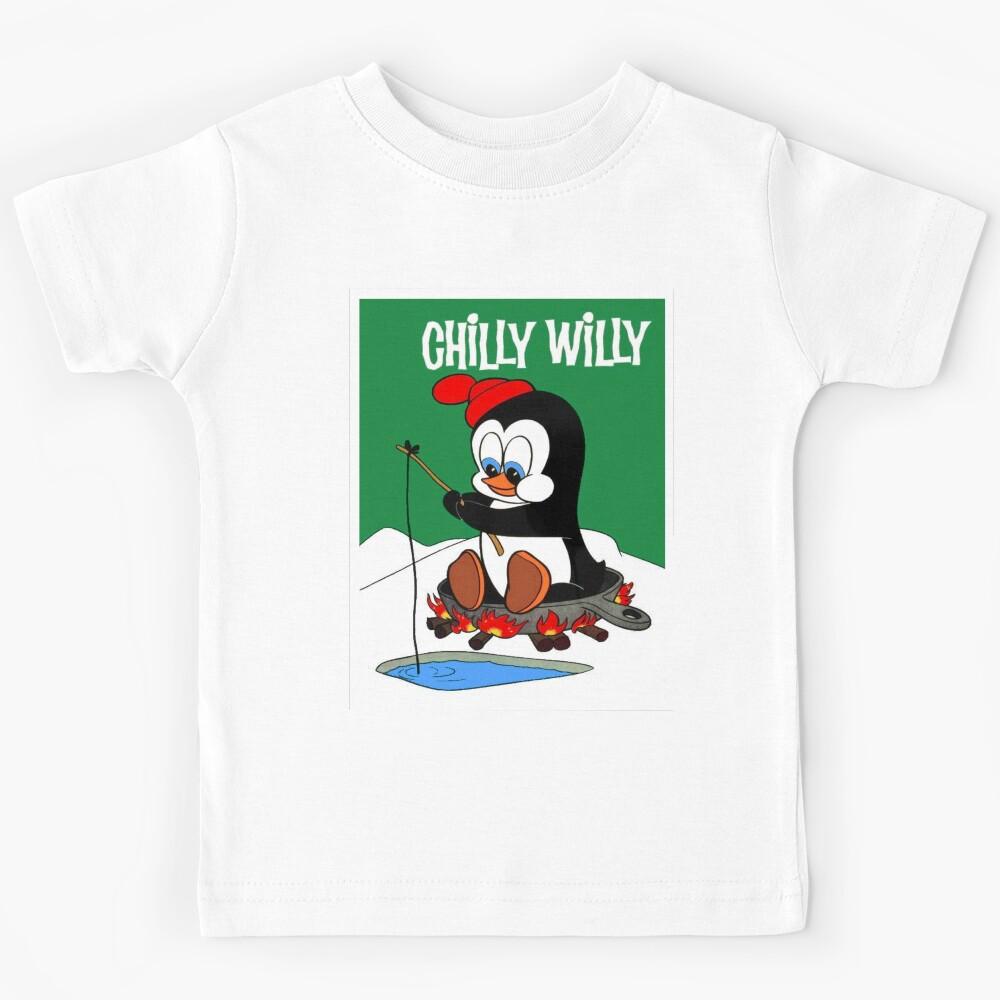 CHILLY WILLY : Vintage Super Penguin Cartoon Abstract Character Print Kids T-Shirt 120