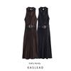 Kaslead New Arrival Women's Clothing Fashion Style with Belt Silk Satin Texture Round Neck Sleeveless Dress 2277302