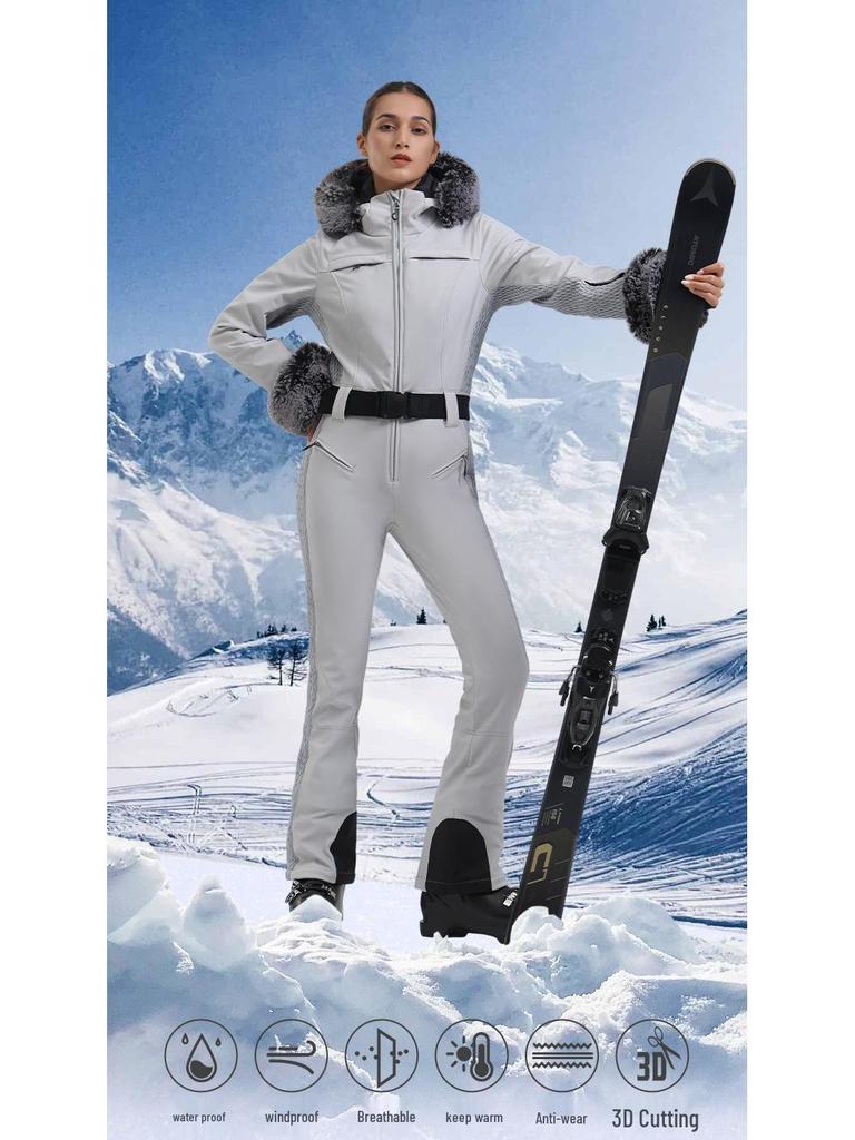 Women's Slim-Fit Double Board Windproof Ski Suit - Waterproof, Thickened, Warm, for Extreme Cold