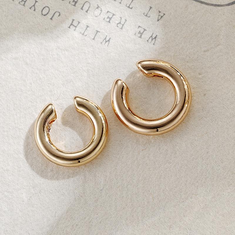 Minimalist Metal Simple C Shape Clip On Earrings for Women Men Without Piercing Geometric Ear Cuff Earclips Jewelry Gifts