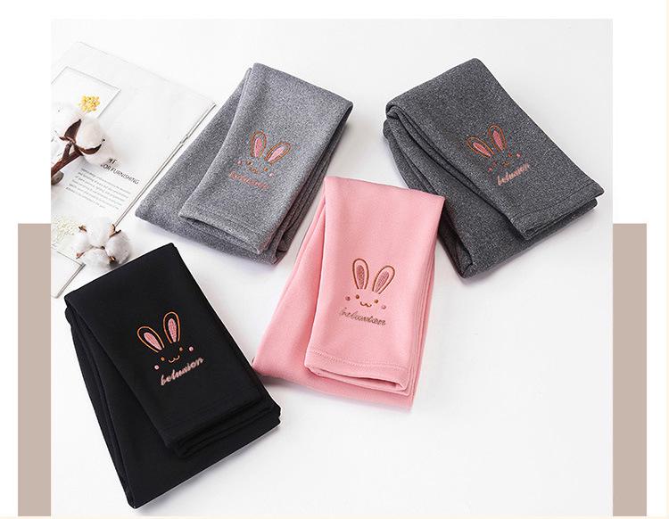 Girls' Fleece-Lined Cartoon Leggings: Warm, Slim Fit Pants for Babies, Small To Medium Size, Autumn/Winter Collection