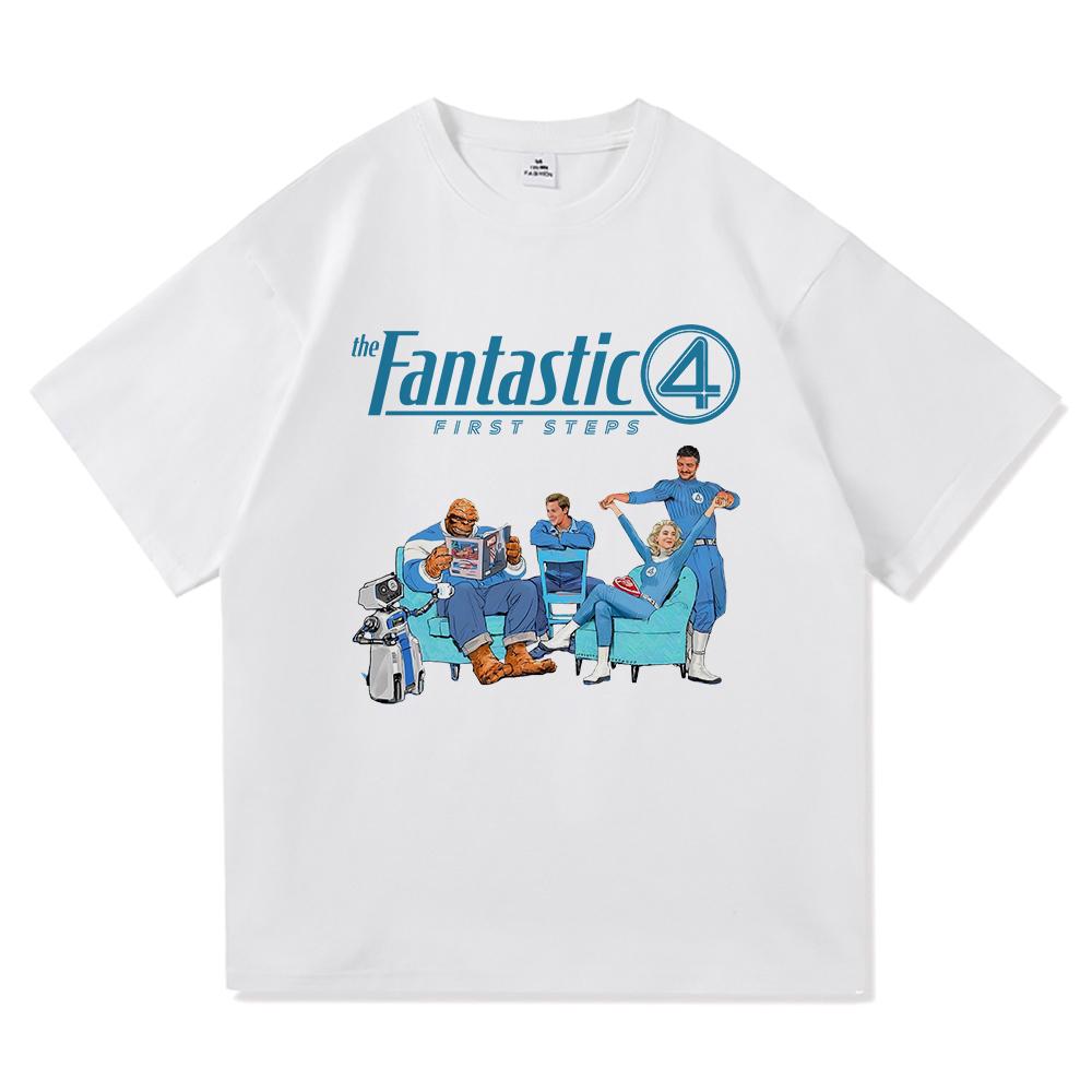 The Fantastic Four First Steps T Shirt 2025 Movie Women Clothing Harajuku Unisex High Quality Cotton Tops Gifts Graphic Tshirts