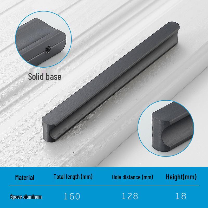 Modern Minimalist Gold Cabinet Handle, Light Luxury I-Shaped Black Drawer Pull