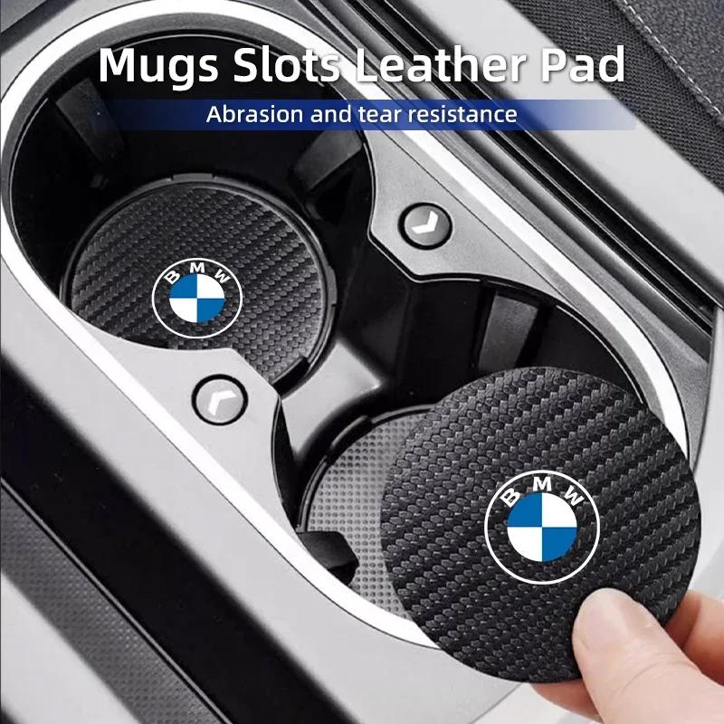 New Car Carbon Leathe Coasters Pads Centre Console Cup Non-Slip Mats For BMW E46 E90 E60 F10 E39 F30 E36 F20 E87 E90 E70 E