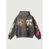 Womens Oversized Hoodie Red Skull Print Streetwear Loose Fit Casual Sweatshirt