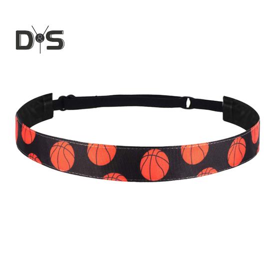 Faixa de cabeça esportiva para meninas Faixa de cabelo atlética Faixa de cabeça elástica com padrão de basquete para futebol Correndo Faixa de suor Acessórios esportivos