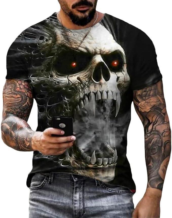 3D Wolf Print Short Sleeve T-Shirt, Cool Streetwear for Men