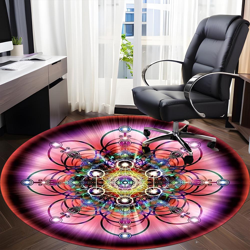 1PC Sacred Geometry Mandala Chair Carpet for Office Non-Slip, Lightweight, Machine Washable Rug for Office, Sleeping, Room - Holiday Decoryy25100910
