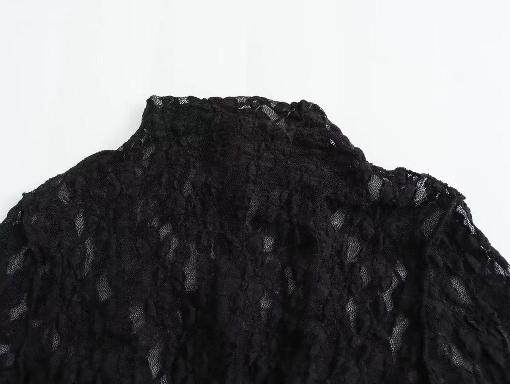 2024 Spring Women's Elegant Lace Midi Dress with Half High Neck