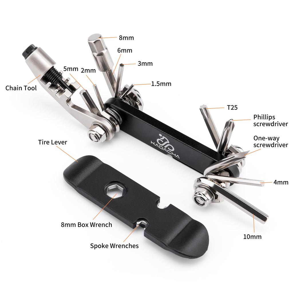 Bike Multi-Tool - Bike Chain ToolTorxHexDriver - Bicycle Multi-Tool Kit Compact and Lightweight Road Bike and Mountain Bike Repair Tools (Black)