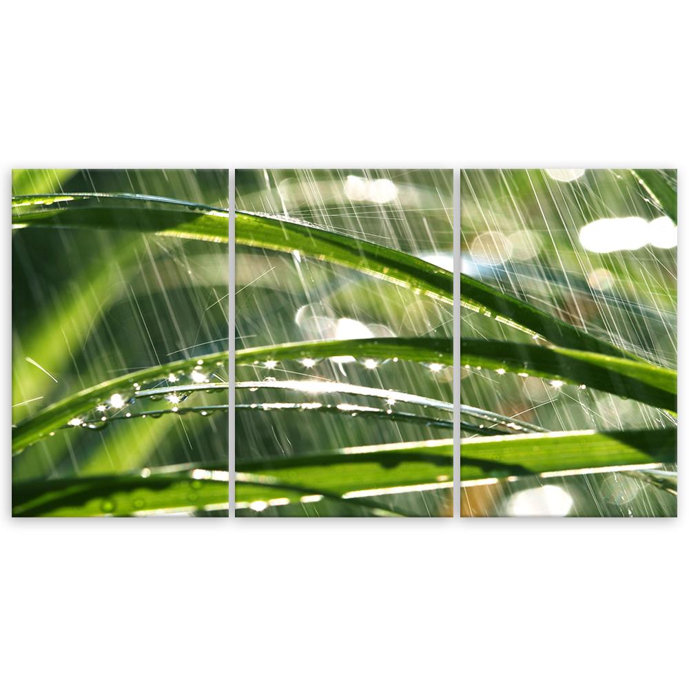 Three Piece Picture Canvas Print Green Leaves