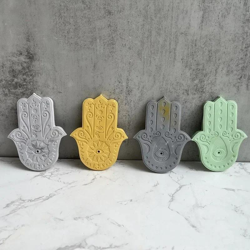 2-Chamber Palm Silicone Mold  Hand Cement Aromatherapy Bracket Tray DIY Concrete Coaster Handicraft Mold