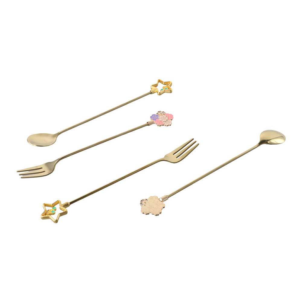 Steel Dessert Mixing Milkshake Kitchen Supplies Fruit Fork Tableware Teaspoon Coffee Spoons