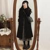 Wollmantel Damen Retro Schwarz Dicker Mantel aus der Frühling- und Herbstperiode